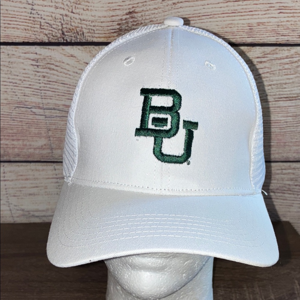 White Cap with Green BU Logo